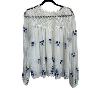 Endless Rose Women’s Long Sleeve Embroidered Lace Blouse Top Size Large Fairy